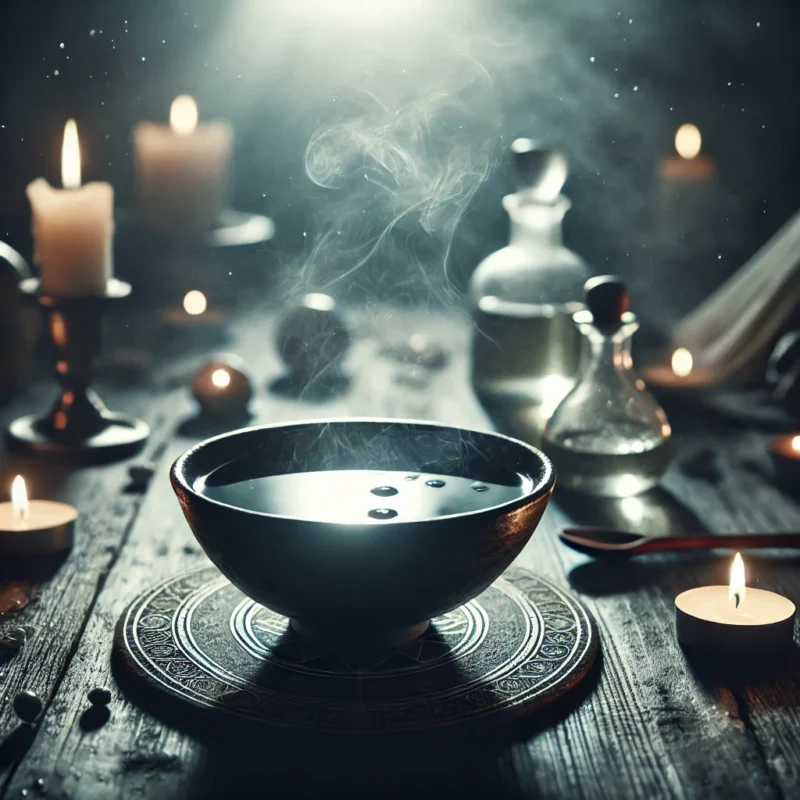 سرکه درون ظرف در محیطی مرموز و جادویی